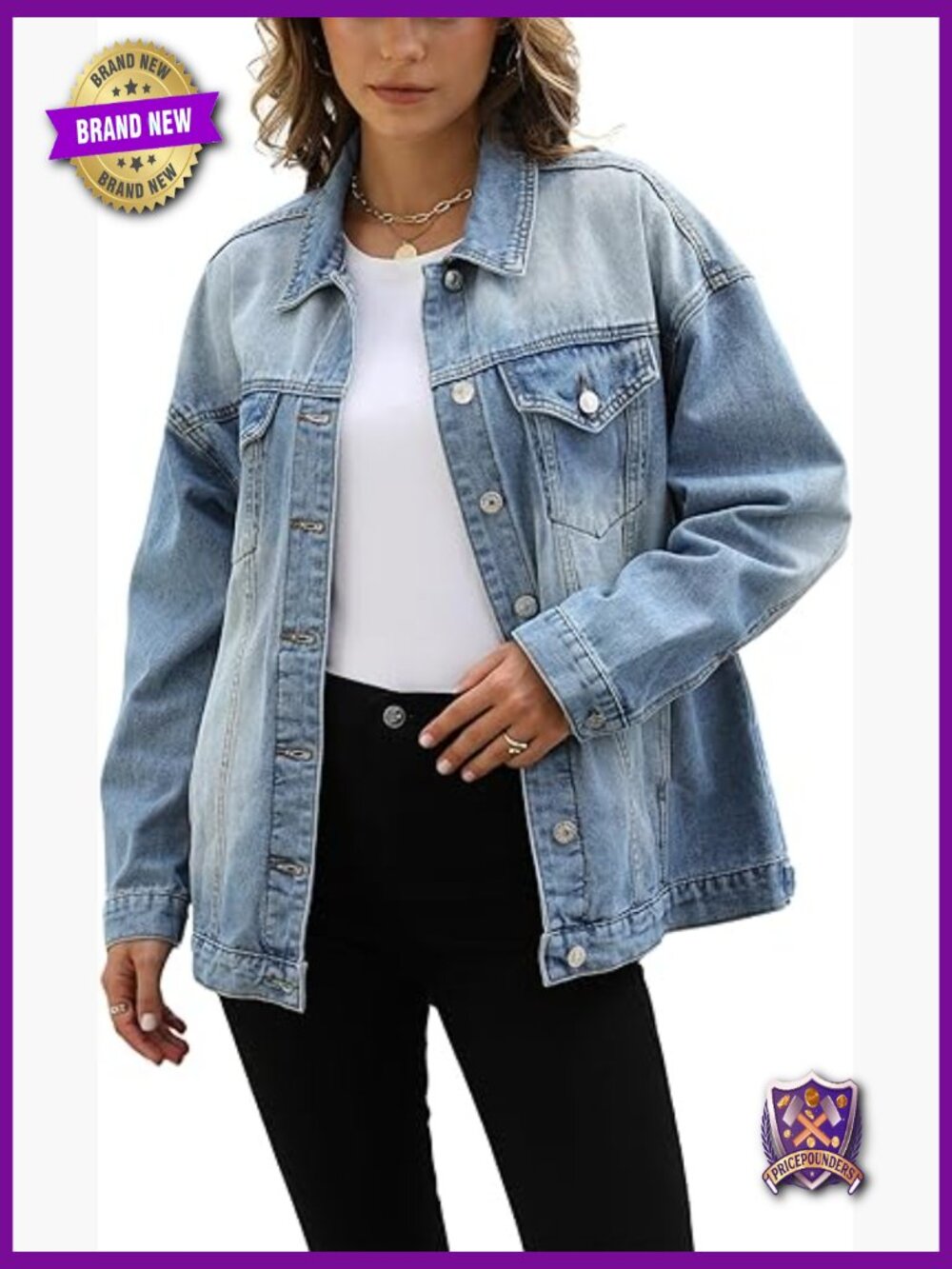 Oversized Mid Long Denim Jacket Jean Biker Coat